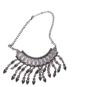 Gorgeous tribal style silver boho necklace